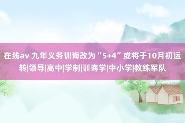 在线av 九年义务训诲改为“5+4”或将于10月初运转|领导|高中|学制|训诲学|中小学|教练军队