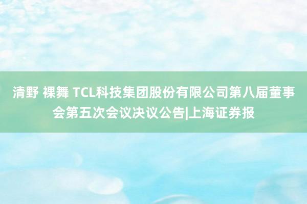 清野 裸舞 TCL科技集团股份有限公司第八届董事会第五次会议决议公告|上海证券报